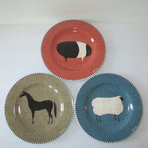 SET OF 3 "BARNYARD ANIMALS" SIDE PLATES